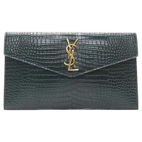 ysl green croc clutch|st laurent clutch.